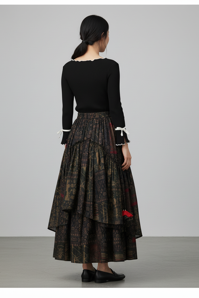 Jupe Longue Florale Irrégulière Bohème