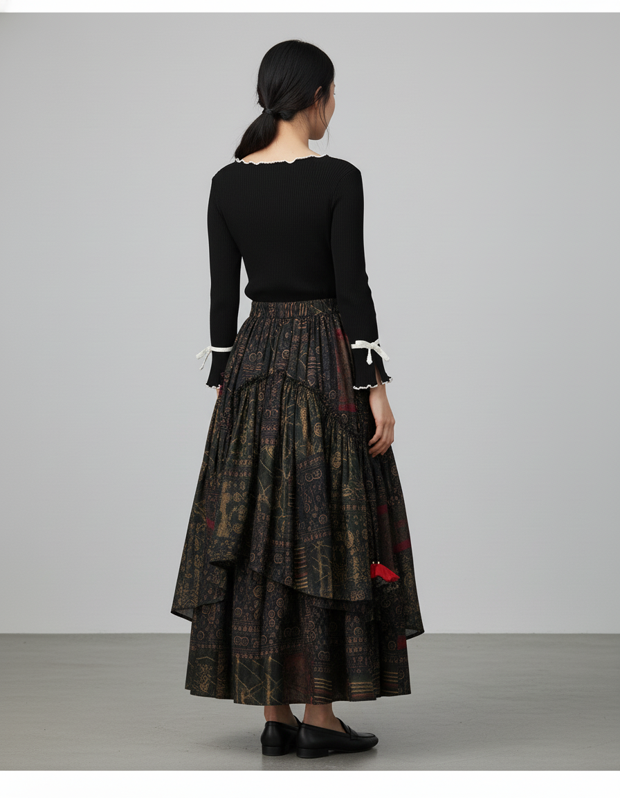 Jupe Longue Florale Irrégulière Bohème