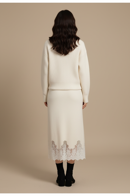 Jupe Longue Ecru Femme