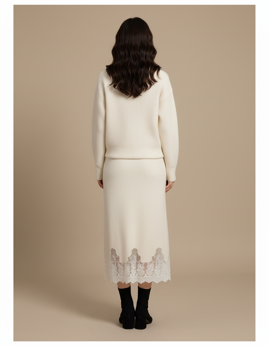 Jupe Longue Ecru Femme