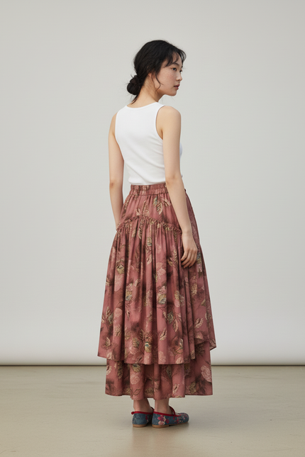 Jupe Longue Florale Asymétrique Bohème Tendance