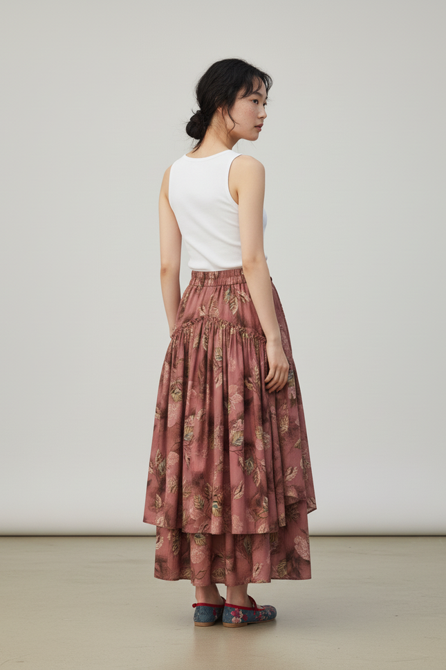 Jupe Longue Florale Asymétrique Bohème Tendance