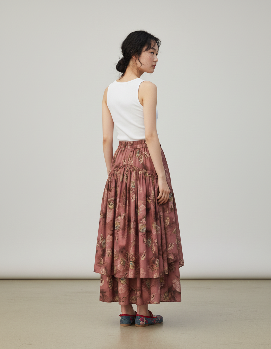 Jupe Longue Florale Asymétrique Bohème Tendance