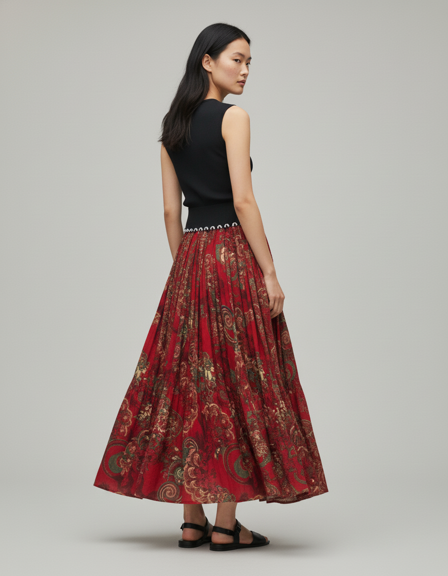 Jupe Longue Imprimée Fluide Bohème