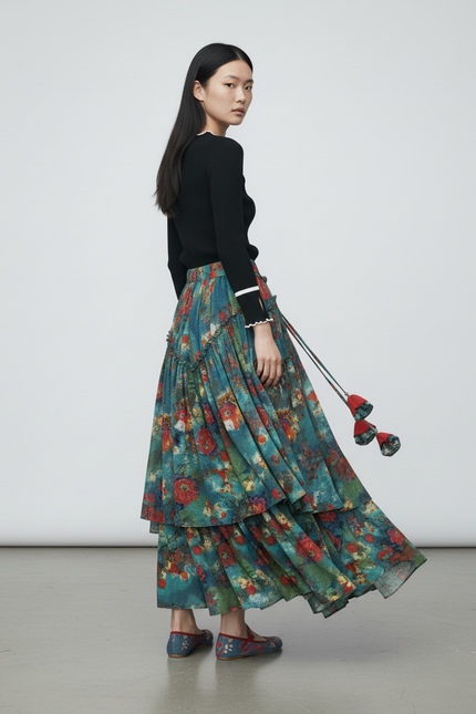 Jupe Longue Fleurie Bohème Fluide