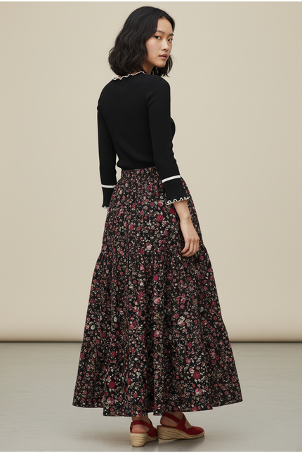 Jupe Longue Florale Asymétrique Bohème Mode