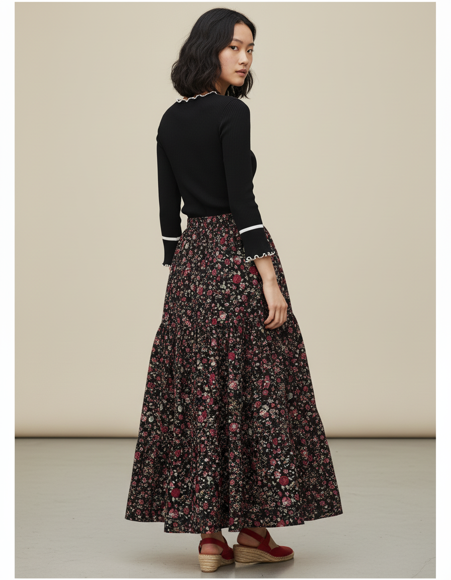 Jupe Longue Florale Asymétrique Bohème Mode