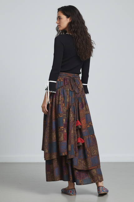 Jupe Longue Patchwork Irrégulière Bohème