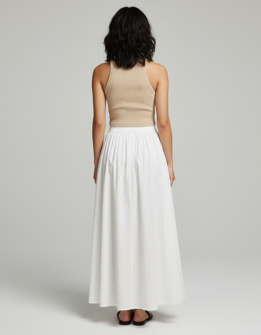 Jupe Longue Popeline Blanche
