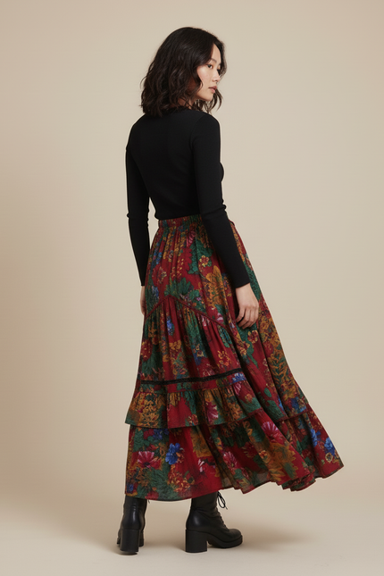 Jupe Longue Fleurie Asymétrique Bohème