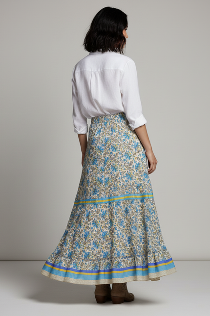 Jupe Longue Imprimée Florale Asymétrique Bohème Chic