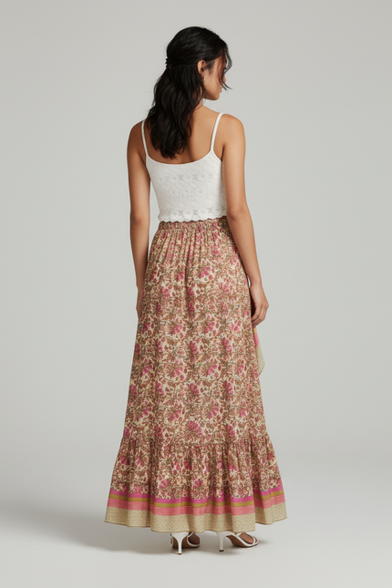 Jupe Longue Asymétrique Florale Bohème
