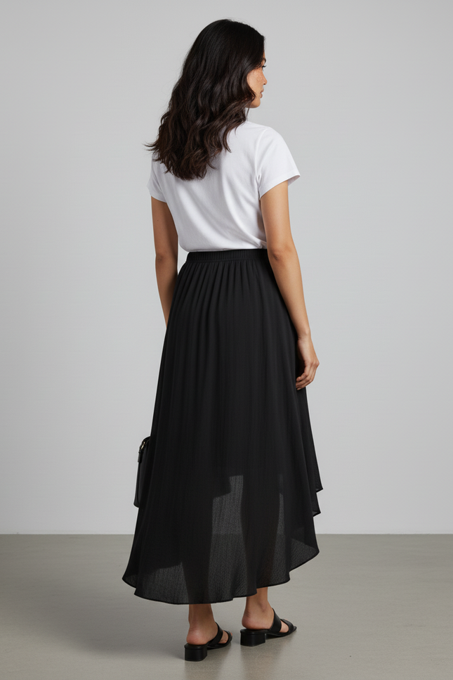 Jupe Longue Noire Asymétrique Fluide