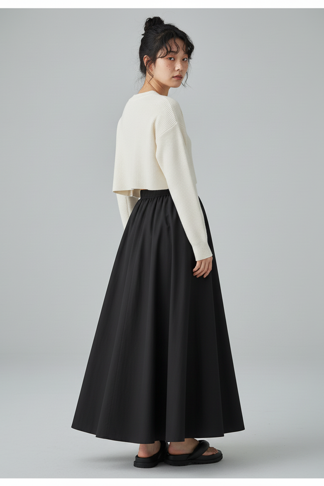 Jupe Longue Noire Fluide Élégante
