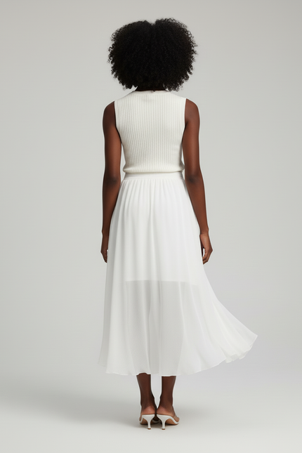 Jupe Longue Blanche Asymétrique Fluide Femme