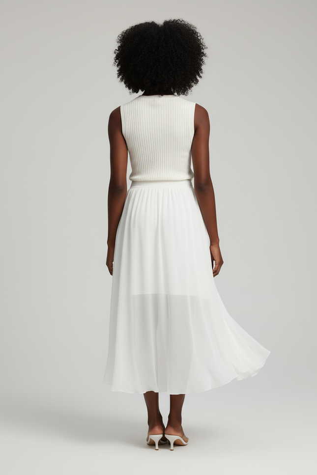 Jupe Longue Blanche Asymétrique Fluide Femme