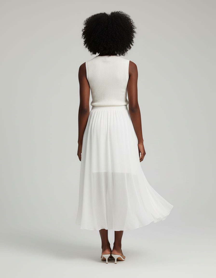 Jupe Longue Blanche Asymétrique Fluide Femme