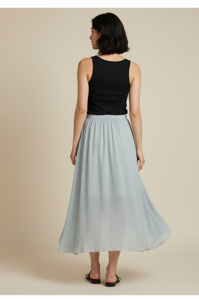 Jupe Longue Bleu Clair Irrégulière Fluide