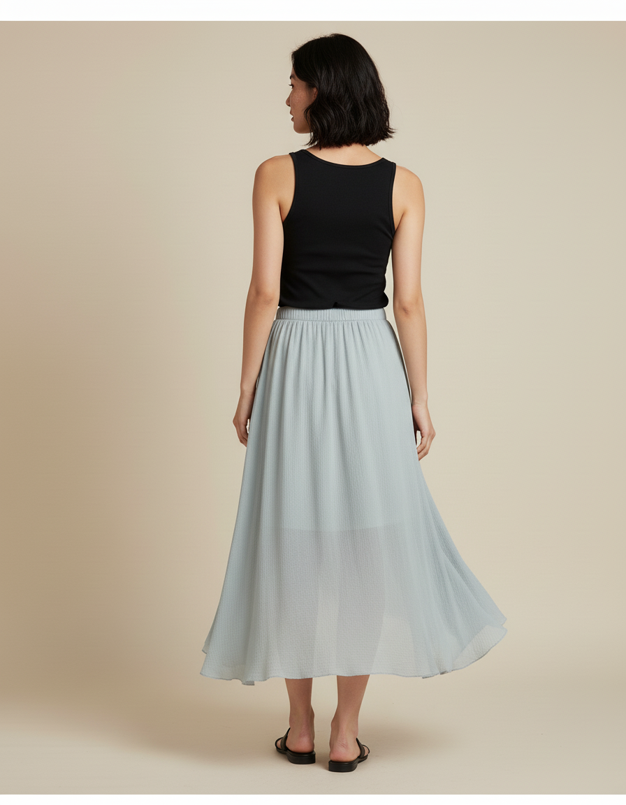 Jupe Longue Bleu Clair Irrégulière Fluide
