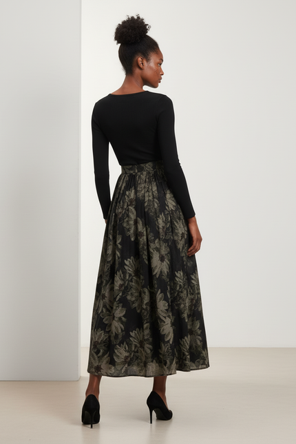 Jupe Longue Florale Fluide Décontractée