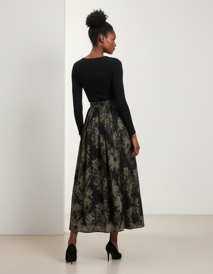 Jupe Longue Florale Fluide Décontractée