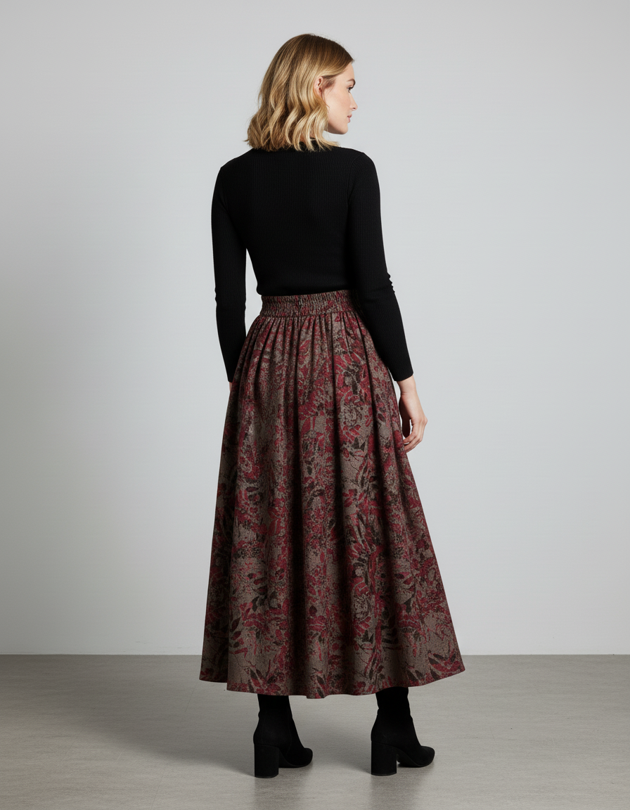 Jupe Longue Imprimée Florale Fluide