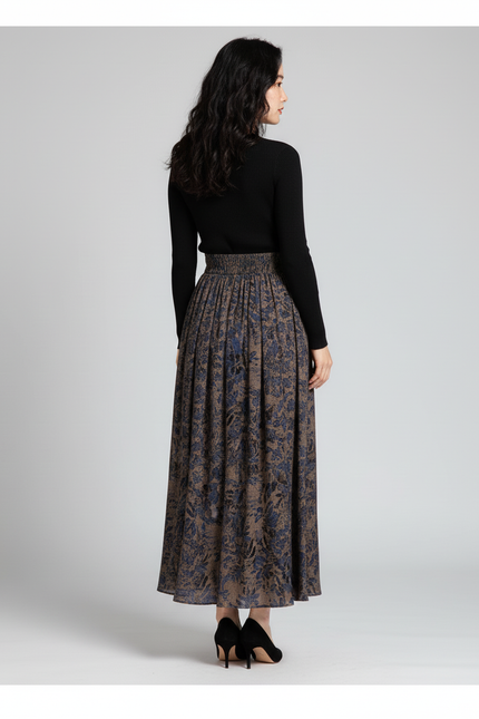 Jupe Longue Imprimée Florale Taille Haute Décontractée