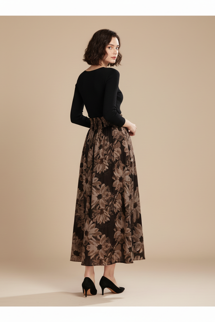 Jupe Longue Florale Taille Haute Bohème