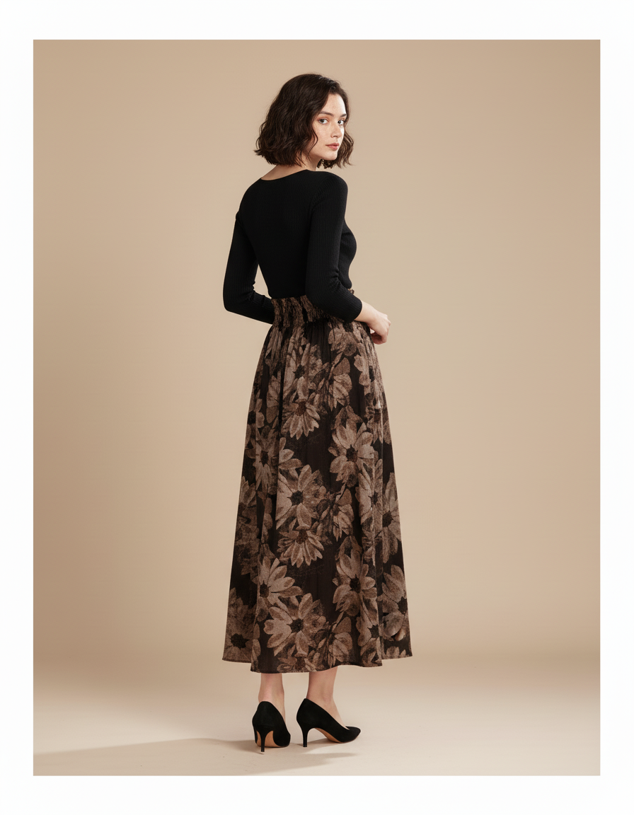 Jupe Longue Florale Taille Haute Bohème