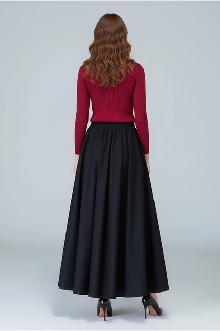 Jupe Longue Noire Ample Élégante