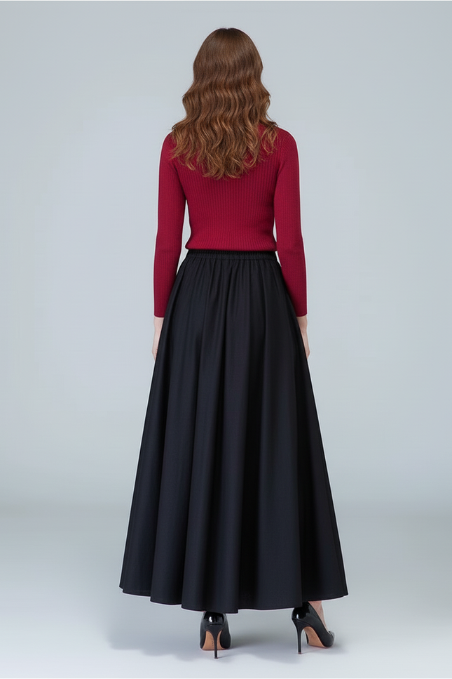 Jupe Longue Noire Ample Élégante