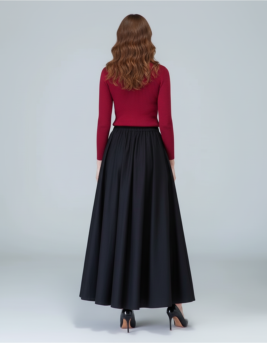 Jupe Longue Noire Ample Élégante