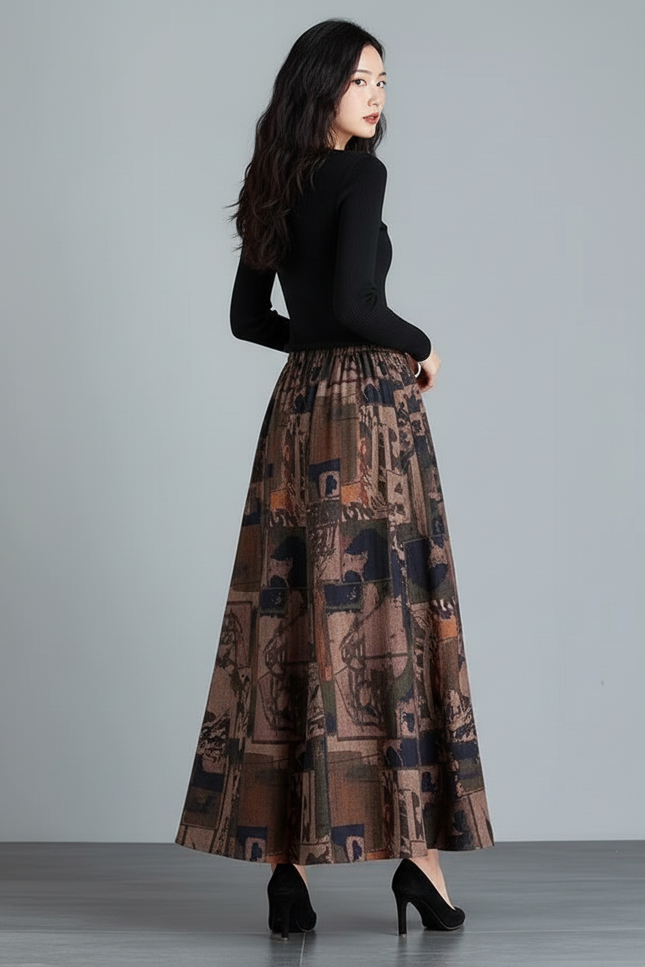 Jupe Longue Imprimée Vintage Bohème