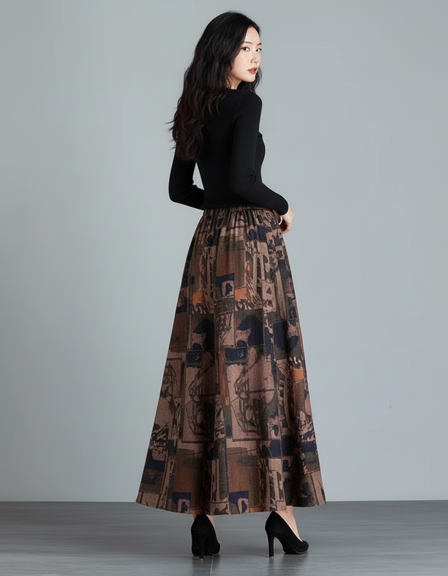 Jupe Longue Imprimée Vintage Bohème