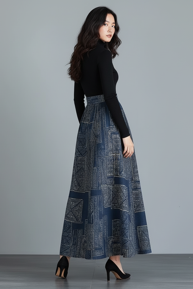 Jupe Longue Wax Taille Haute