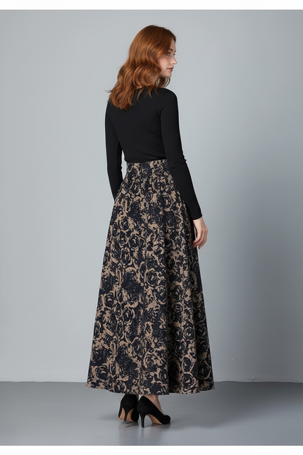 Jupe Longue Motif Floral Fluide