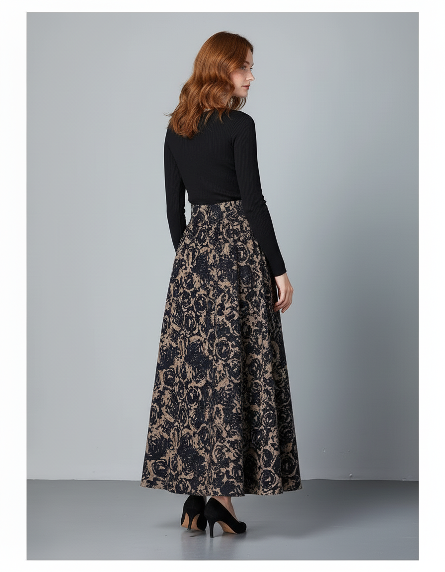 Jupe Longue Motif Floral Fluide