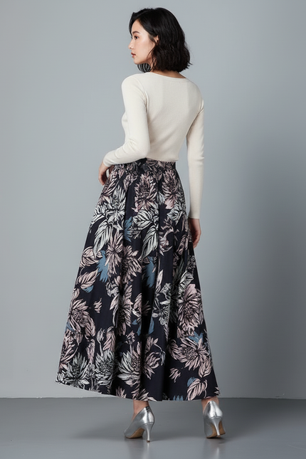 Jupe Longue Florale Évasée Bohème