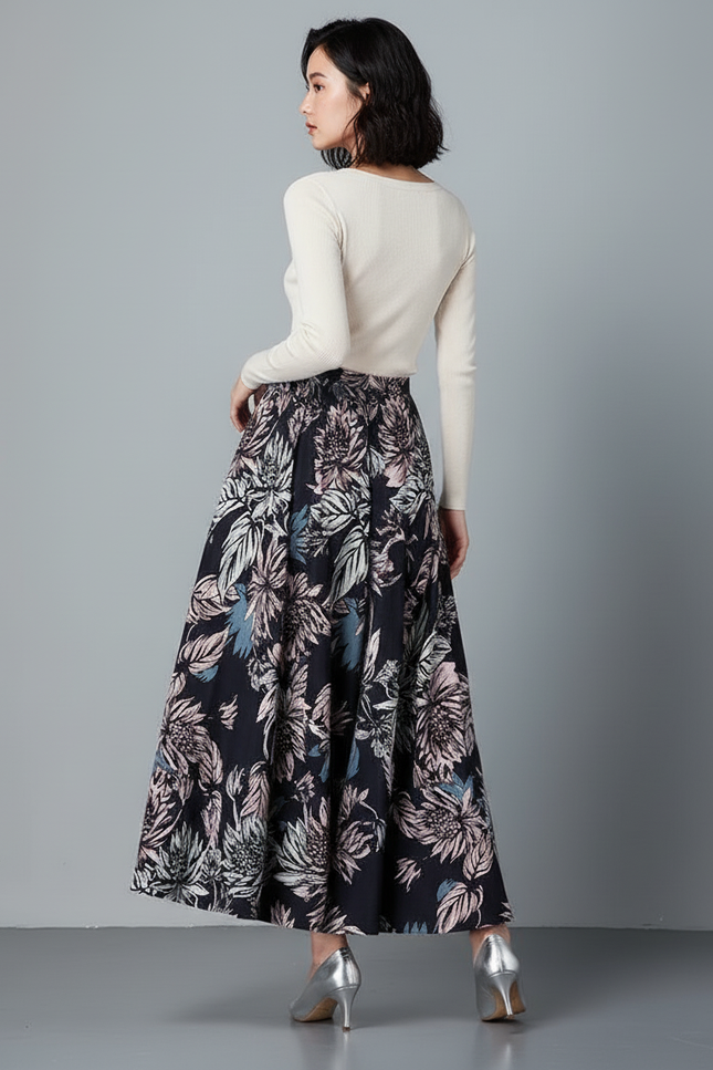 Jupe Longue Florale Évasée Bohème