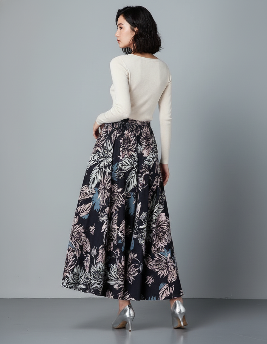 Jupe Longue Florale Évasée Bohème
