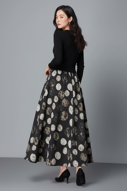 Jupe Longue Imprimée Fluide Vintage