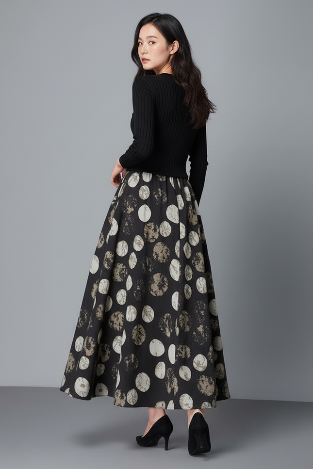 Jupe Longue Imprimée Fluide Vintage