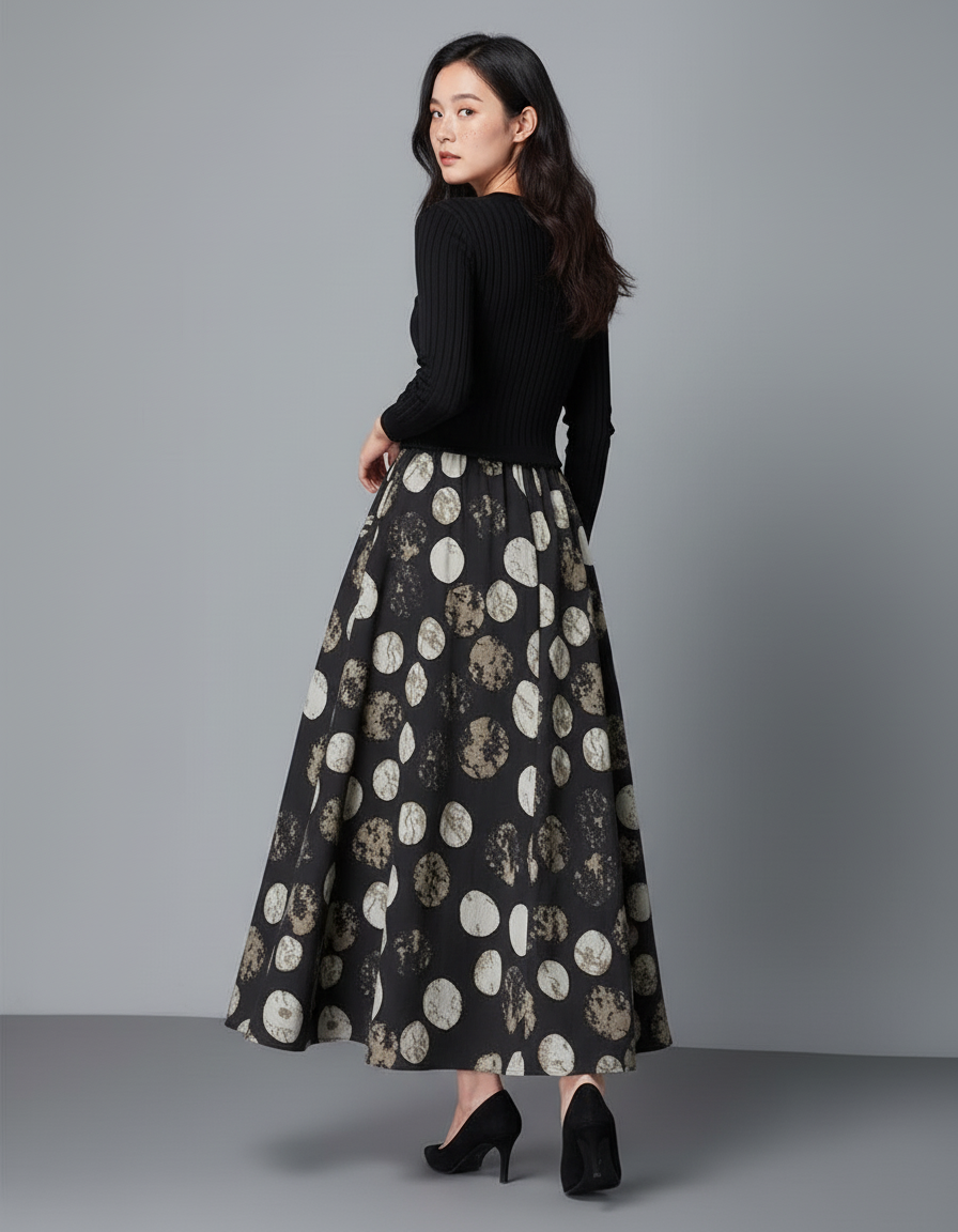 Jupe Longue Imprimée Fluide Vintage