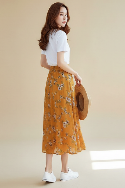 Jupe Longue Jaune Et Blanche