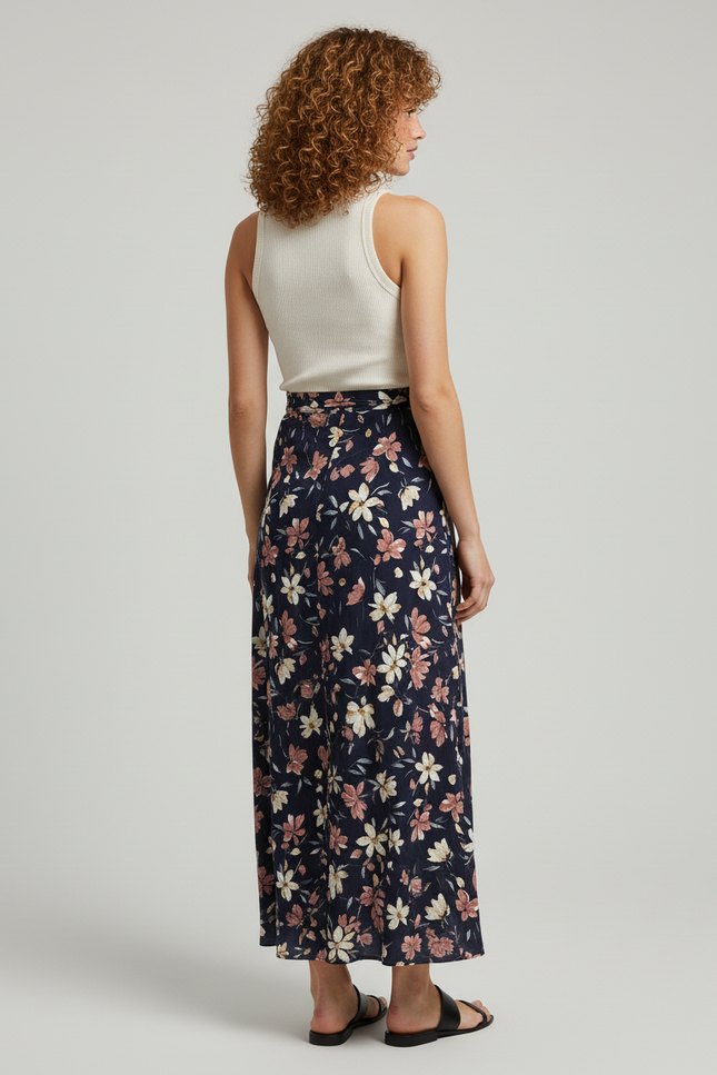 Jupe Portefeuille Longue Lin