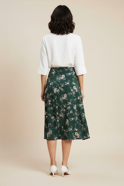 Jupe Longue Cache-Cœur Fleurie Fluide