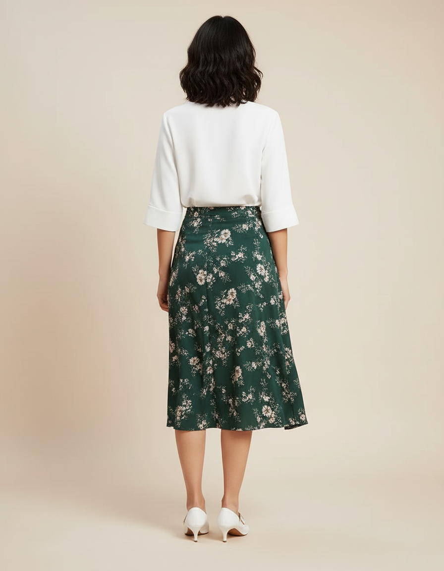 Jupe Longue Cache-Cœur Fleurie Fluide