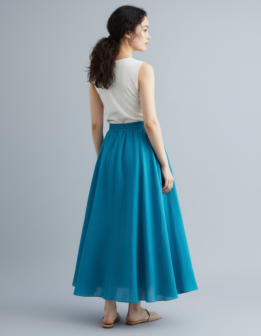 Jupe Longue Bleu Turquoise Fluide Bohème