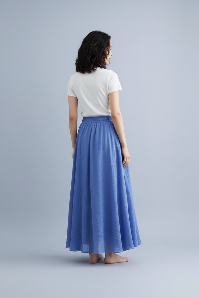Jupe Longue Bleue Fluide Bohème