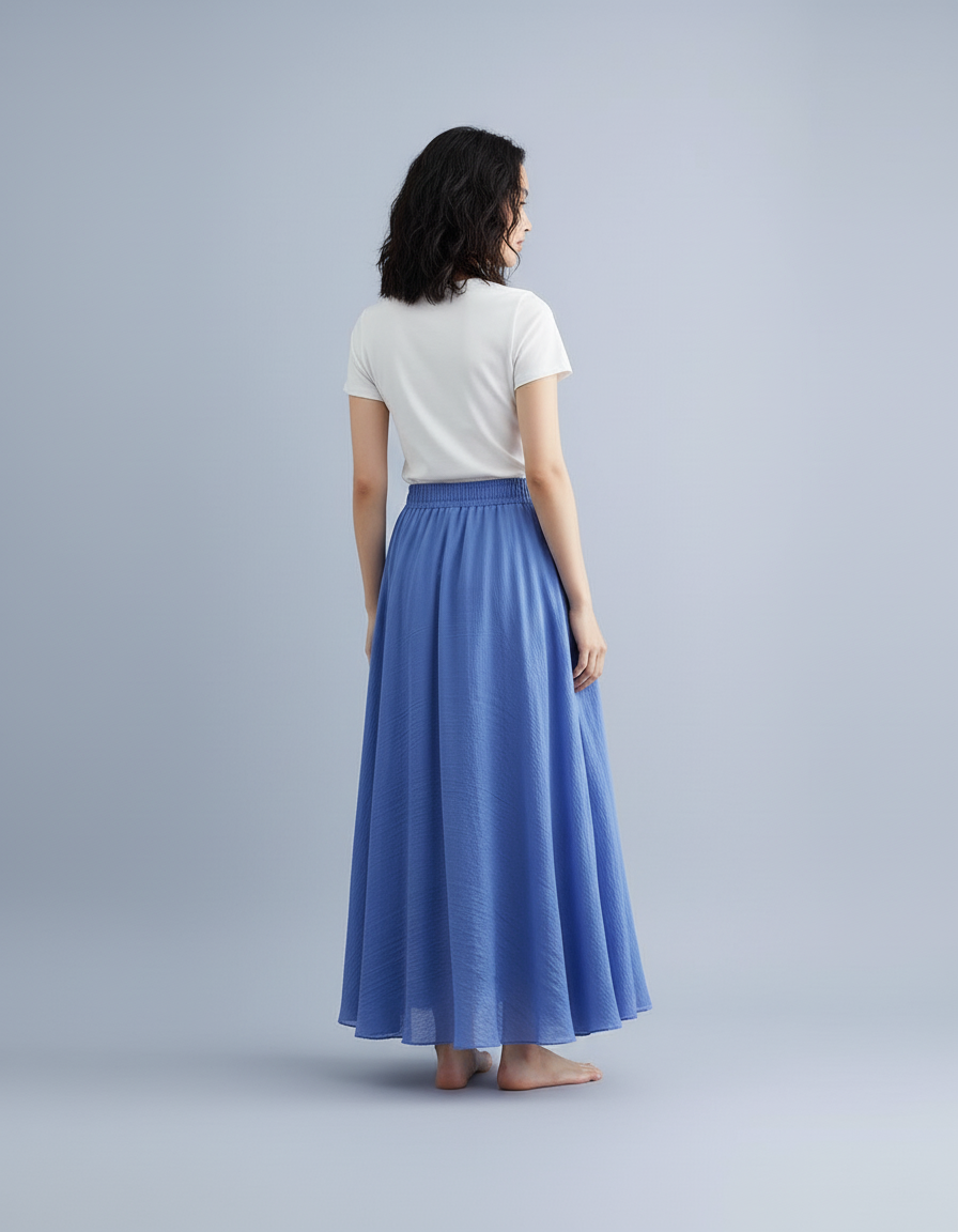 Jupe Longue Bleue Fluide Bohème